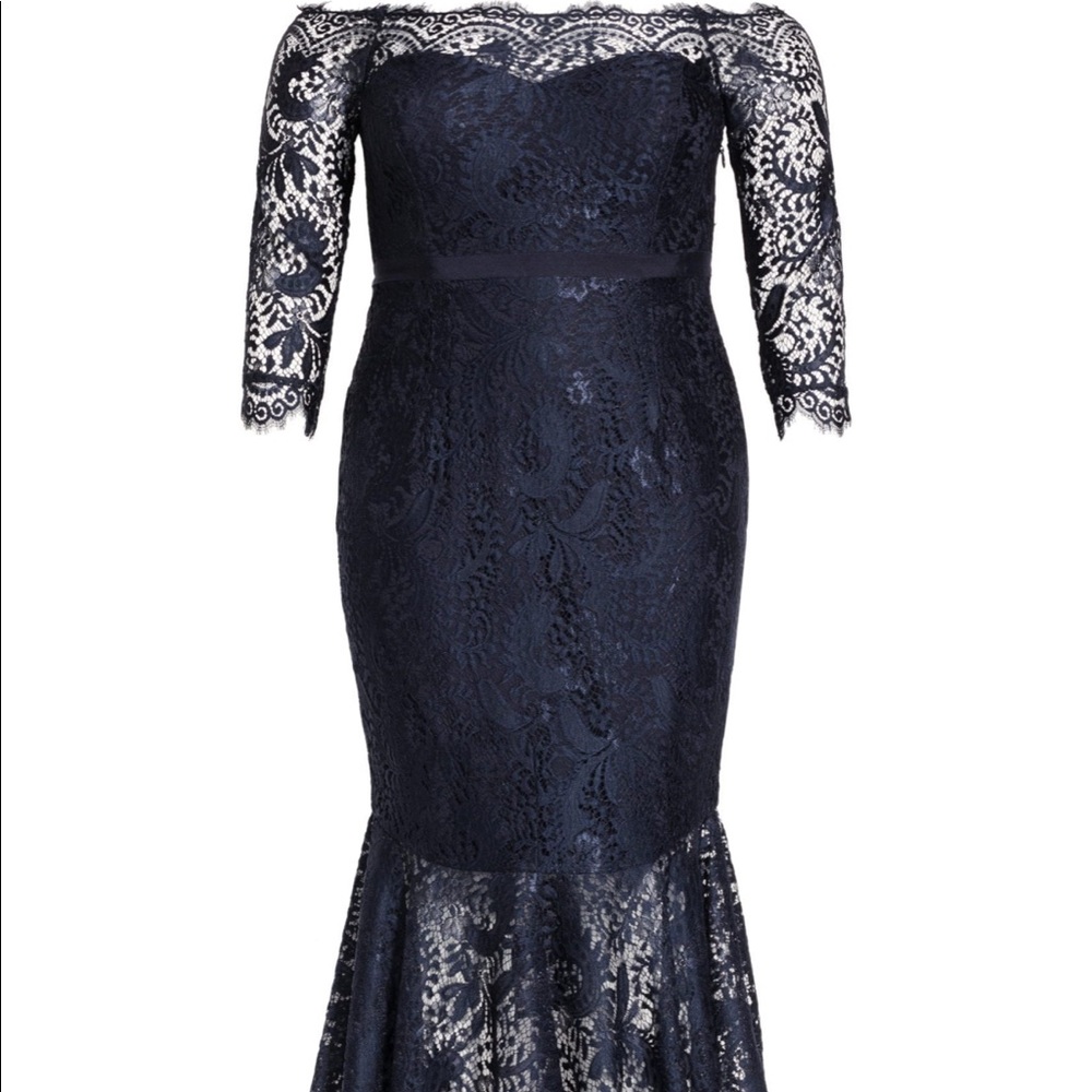 City Chic Navy Blue Lace Estella Dress 18 NWT